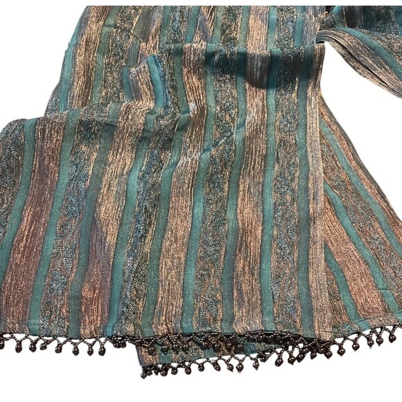 Vintage CBK 100% Silk Beaded Trim Runner Made In India - Picture 3 of 6